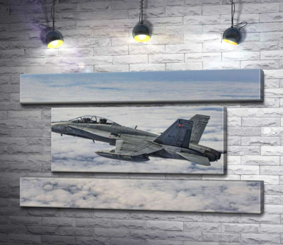 Модульная картина "Канадский истребитель Mc Donnell Douglas CF-18 Hornet разрезает небесное пространство"