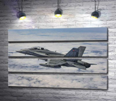 Модульна картина "Канадський винищувач Mc Donnell Douglas CF-18 Hornet розрізає небесний простір"