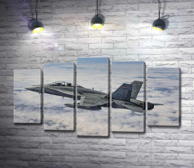 Модульна картина "Канадський винищувач Mc Donnell Douglas CF-18 Hornet розрізає небесний простір"