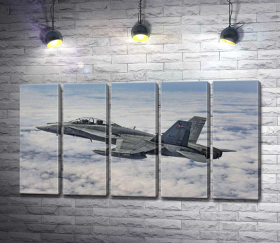 Модульная картина "Канадский истребитель Mc Donnell Douglas CF-18 Hornet разрезает небесное пространство"