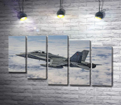 Модульна картина "Канадський винищувач Mc Donnell Douglas CF-18 Hornet розрізає небесний простір"