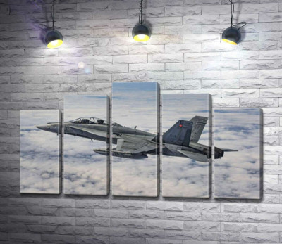 Модульна картина "Канадський винищувач Mc Donnell Douglas CF-18 Hornet розрізає небесний простір"