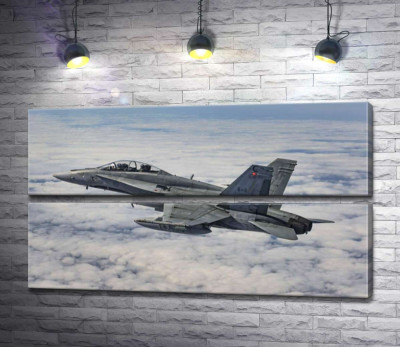 Модульная картина "Канадский истребитель Mc Donnell Douglas CF-18 Hornet разрезает небесное пространство"