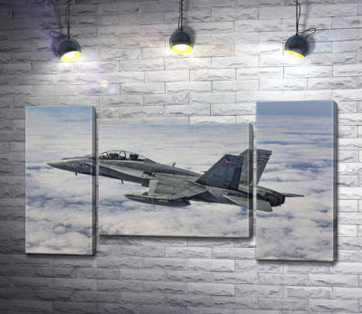 Модульная картина "Канадский истребитель Mc Donnell Douglas CF-18 Hornet разрезает небесное пространство"