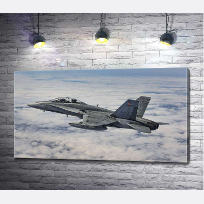 Канадский истребитель Mc Donnell Douglas CF-18 Hornet разрезает небесное пространство