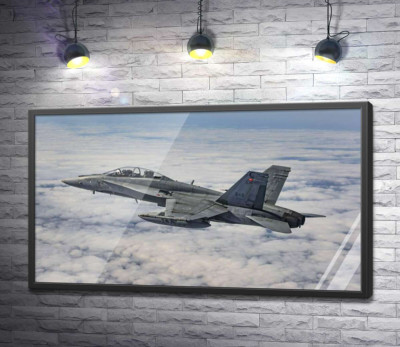 Постер "Канадский истребитель Mc Donnell Douglas CF-18 Hornet разрезает небесное пространство"