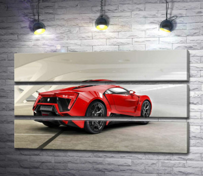 Модульна картина "Червоний бампер автомобіля Lykan Hypersport на білому фоні"