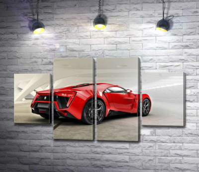 Красный бампер автомобиля Lykan Hypersport на белом фоне