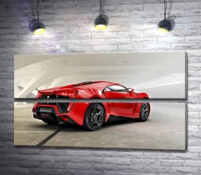 Модульна картина "Червоний бампер автомобіля Lykan Hypersport на білому фоні"