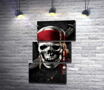 Славнозвісний череп Джека Горобця (Jack Sparrow) на постері до фільму "Пірати Карибського моря" (Pirates of the Caribbean)