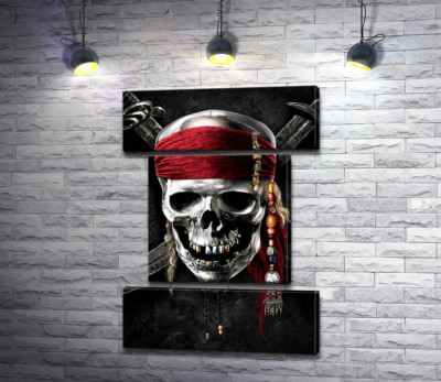 Славнозвісний череп Джека Горобця (Jack Sparrow) на постері до фільму "Пірати Карибського моря" (Pirates of the Caribbean)