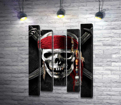 Модульна картина "Славнозвісний череп Джека Горобця (Jack Sparrow) на постері до фільму "Пірати Карибського моря" (Pirates of the Caribbean)"