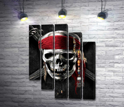 Модульна картина "Славнозвісний череп Джека Горобця (Jack Sparrow) на постері до фільму "Пірати Карибського моря" (Pirates of the Caribbean)"