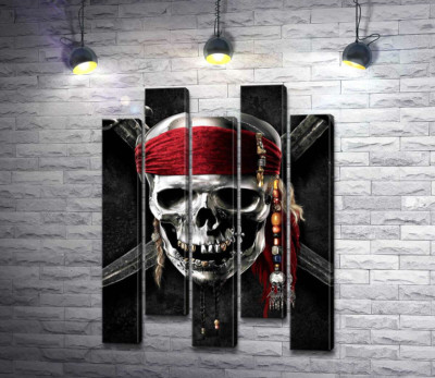 Модульна картина "Славнозвісний череп Джека Горобця (Jack Sparrow) на постері до фільму "Пірати Карибського моря" (Pirates of the Caribbean)"