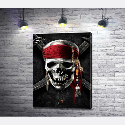 Славнозвісний череп Джека Горобця (Jack Sparrow) на постері до фільму "Пірати Карибського моря" (Pirates of the Caribbean)
