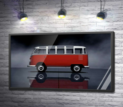 Постер "Легендарний червоно-білий автобус Volkswagen Van Samba"