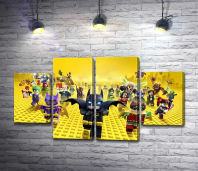 Модульная картина "Лего Бэтмен спешит спасать мир на постере к фильму "Lego Фильм: Бэтмен" (The Lego Batman Movie)"