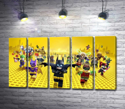 Модульная картина "Лего Бэтмен спешит спасать мир на постере к фильму "Lego Фильм: Бэтмен" (The Lego Batman Movie)"