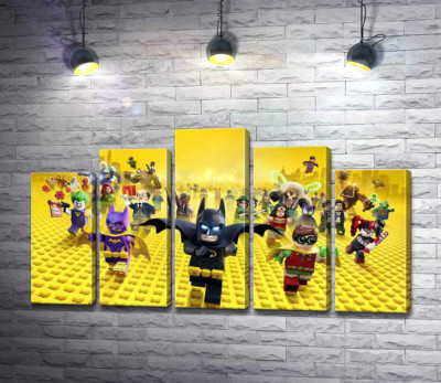 Модульная картина "Лего Бэтмен спешит спасать мир на постере к фильму "Lego Фильм: Бэтмен" (The Lego Batman Movie)"