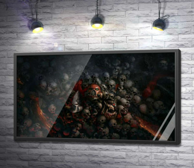 Постер "Черепи переможених роботів та людей на постері до відеогри "Warhammer 40,000: Світанок Війни" (Warhammer 40,000: Dawn of War)"