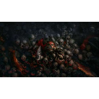 Черепа проигравших роботов и людей на постере к видеоигре "Warhammer 40,000: Рассвет Войны" (Warhammer 40,000: Dawn of War)