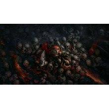 Черепи переможених роботів та людей на постері до відеогри "Warhammer 40,000: Світанок Війни" (Warhammer 40,000: Dawn of War)