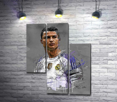 Модульная картина "Футболист "Реал Мадрида" (Real Madrid) Криштиану Роналду (Cristiano Ronaldo) смотрит вдаль"