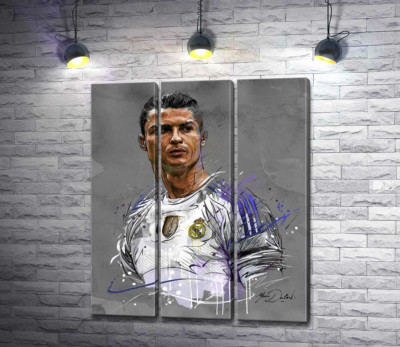 Модульная картина "Футболист "Реал Мадрида" (Real Madrid) Криштиану Роналду (Cristiano Ronaldo) смотрит вдаль"