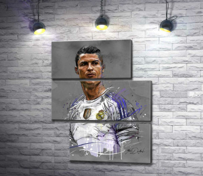 Модульная картина "Футболист "Реал Мадрида" (Real Madrid) Криштиану Роналду (Cristiano Ronaldo) смотрит вдаль"
