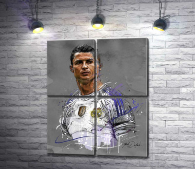 Модульна картина "Футболіст "Реал Мадриду" (Real Madrid) Кріштіану Роналду (Cristiano Ronaldo) дивиться у даль"