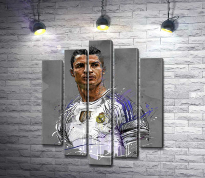Модульна картина "Футболіст "Реал Мадриду" (Real Madrid) Кріштіану Роналду (Cristiano Ronaldo) дивиться у даль"