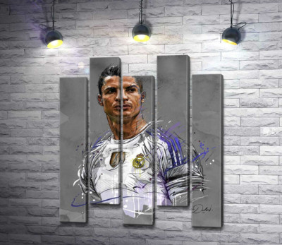 Модульная картина "Футболист "Реал Мадрида" (Real Madrid) Криштиану Роналду (Cristiano Ronaldo) смотрит вдаль"
