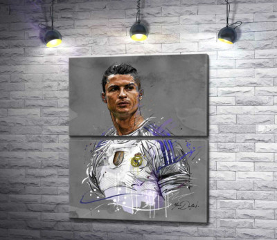 Модульная картина "Футболист "Реал Мадрида" (Real Madrid) Криштиану Роналду (Cristiano Ronaldo) смотрит вдаль"