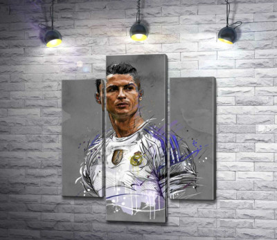 Модульная картина "Футболист "Реал Мадрида" (Real Madrid) Криштиану Роналду (Cristiano Ronaldo) смотрит вдаль"