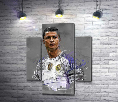 Модульная картина "Футболист "Реал Мадрида" (Real Madrid) Криштиану Роналду (Cristiano Ronaldo) смотрит вдаль"