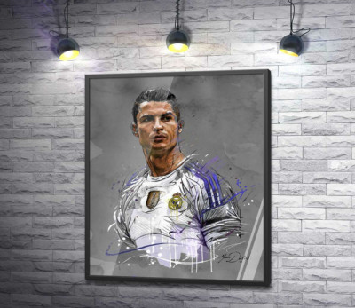 Постер "Футболист "Реал Мадрида" (Real Madrid) Криштиану Роналду (Cristiano Ronaldo) смотрит вдаль"