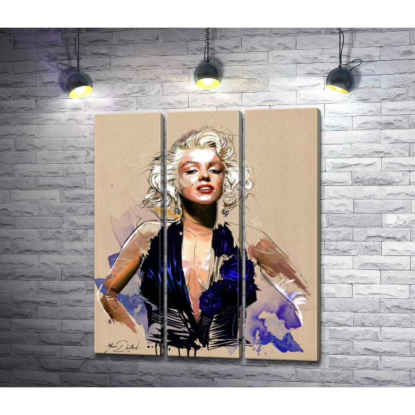 Вызывающий образ Мэрилин Монро (Marilyn Monroe) в открытом синем платье