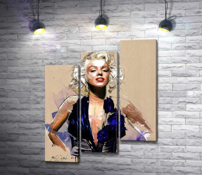 Зухвалий образ Мерілін Монро (Marilyn Monroe) у відкритій синій сукні 