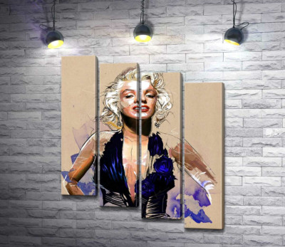 Зухвалий образ Мерілін Монро (Marilyn Monroe) у відкритій синій сукні 