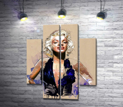 Зухвалий образ Мерілін Монро (Marilyn Monroe) у відкритій синій сукні 
