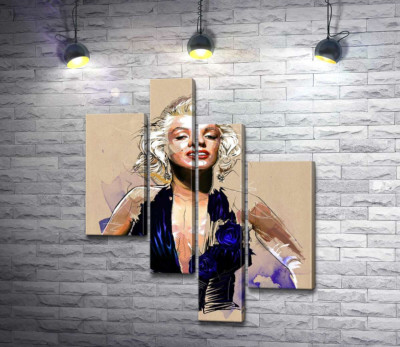 Зухвалий образ Мерілін Монро (Marilyn Monroe) у відкритій синій сукні 