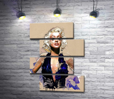 Модульна картина "Зухвалий образ Мерілін Монро (Marilyn Monroe) у відкритій синій сукні "