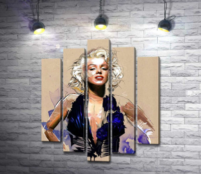 Вызывающий образ Мэрилин Монро (Marilyn Monroe) в открытом синем платье