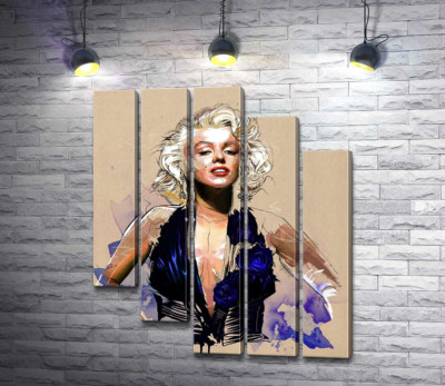 Модульна картина "Зухвалий образ Мерілін Монро (Marilyn Monroe) у відкритій синій сукні "