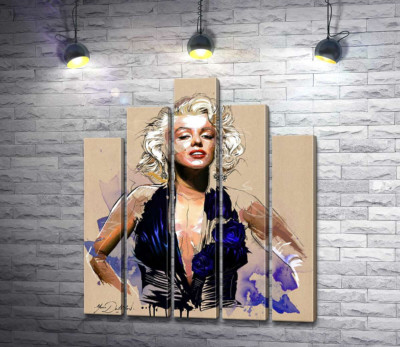 Зухвалий образ Мерілін Монро (Marilyn Monroe) у відкритій синій сукні 
