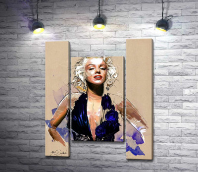 Вызывающий образ Мэрилин Монро (Marilyn Monroe) в открытом синем платье