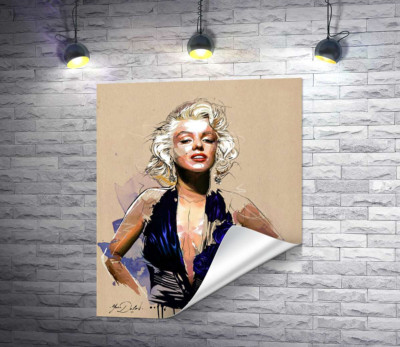 Вызывающий образ Мэрилин Монро (Marilyn Monroe) в открытом синем платье
