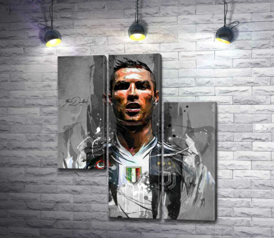 Модульна картина "Легендарний футболіст Кріштіану Роналду (Cristiano Ronaldo) в азарті гри"