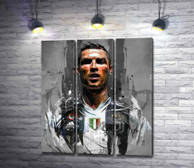 Модульна картина "Легендарний футболіст Кріштіану Роналду (Cristiano Ronaldo) в азарті гри"