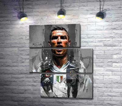 Модульная картина "Легендарный футболист Криштиану Роналду (Cristiano Ronaldo) в азарте игры"